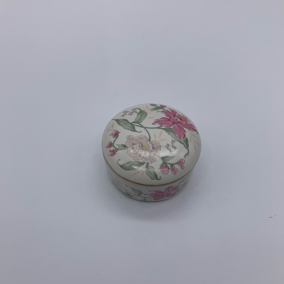 Vintage Prima Otagiri Japan Porcelain Pink White Floral With Gold Rim TrinketBox - Picture 5 of 12
